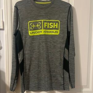 Under Armour Gray and Neon Yellow Long Sleeve Shirt